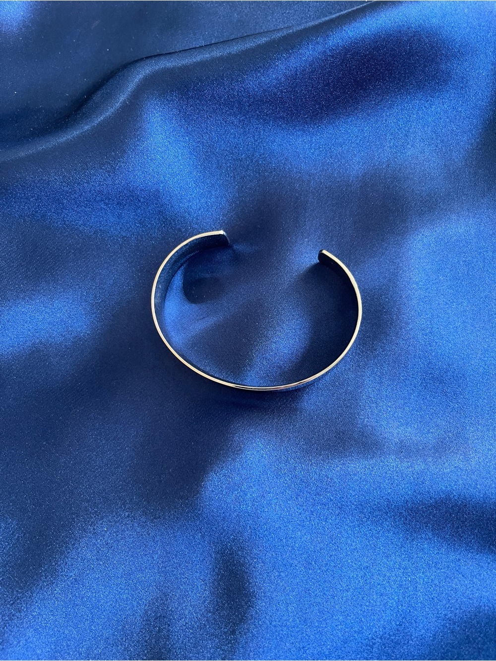 Minimal Open Silver Cuff Bracelet - Blue